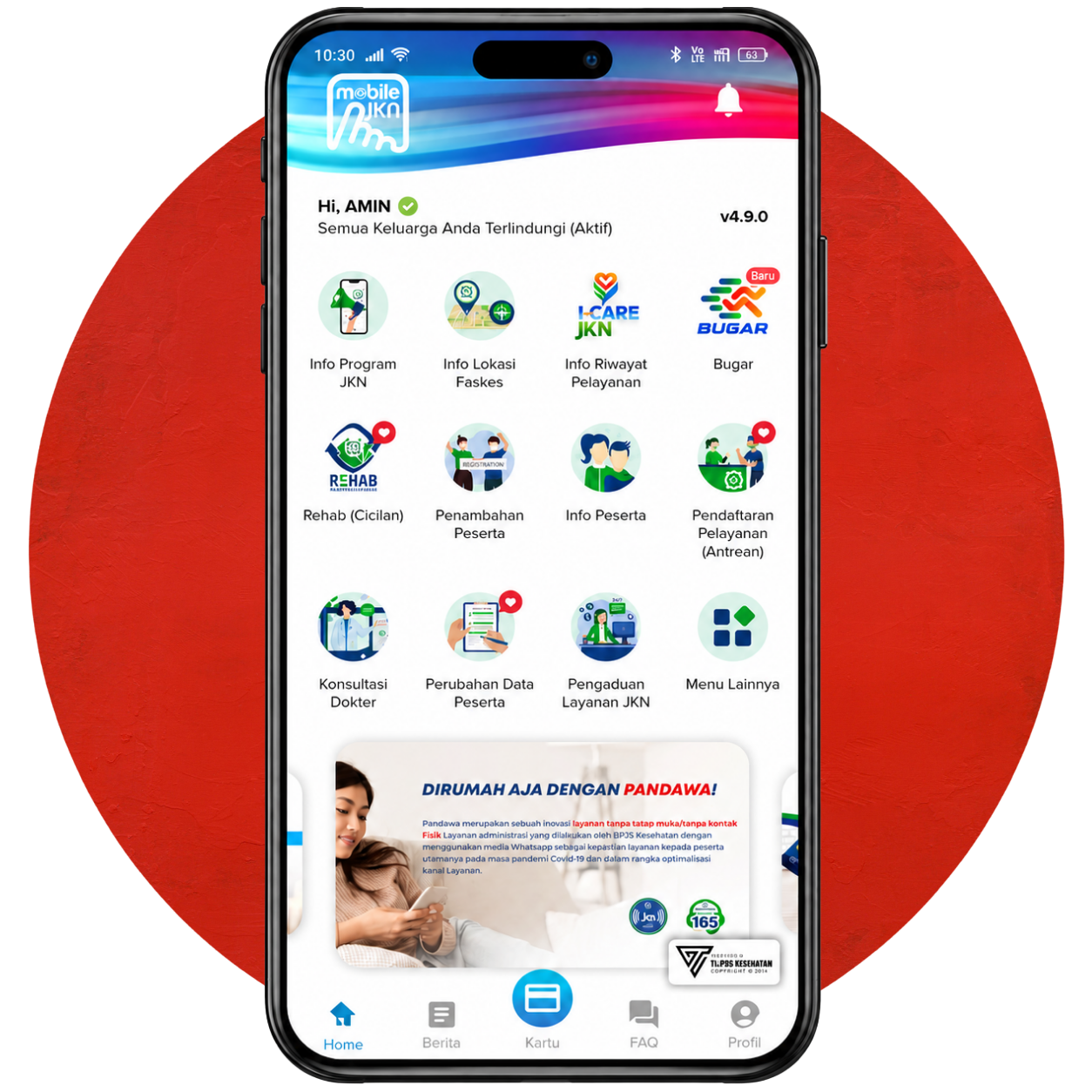 Tampilan aplikasi Mobile JKN